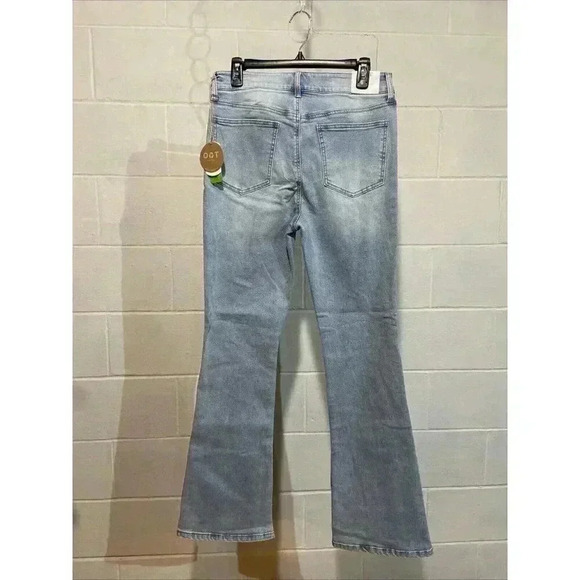 OAT New York Women's High Rise Flare Jeans Light Palms 90s 80s Boho Festival NWT - Picture 4 of 13